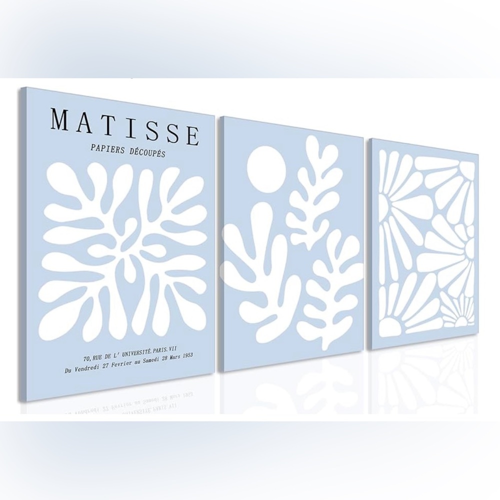 Matisse Blue and White Abstract Wall Art